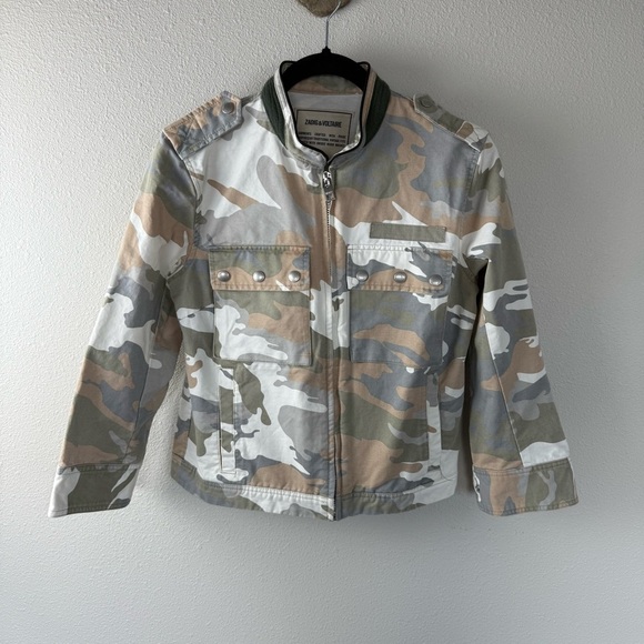Zadig & Voltaire Cavi Camo Jacket Green Tan Casual Military Women Small Designer - Picture 3 of 13